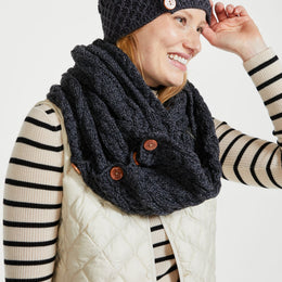 Shrule Merino Aran Mütze mit Bommel - Grau