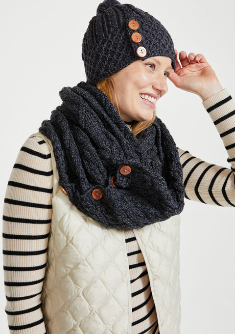 Ladies' hat, merino wool, wool hats,aran, knitwear, made in Ireland, Hat & Scarf, gift, Ireland, pom pom