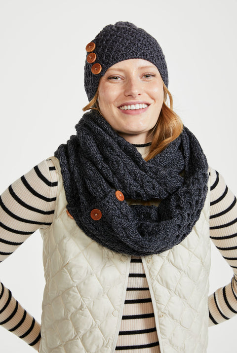 Chapeau Shrule Aran avec pompon - Gris