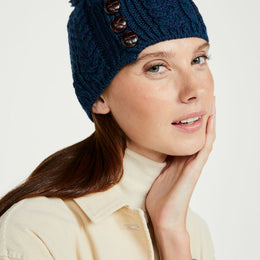 Cong Aran Merino Hat with Pom Pom -  Atlantic Blue