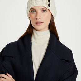Cong Aran Mütze mit Bommel - Creme