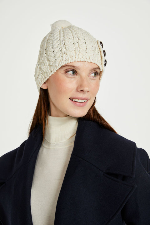 Cong Aran Hat with Pom Pom -  Cream