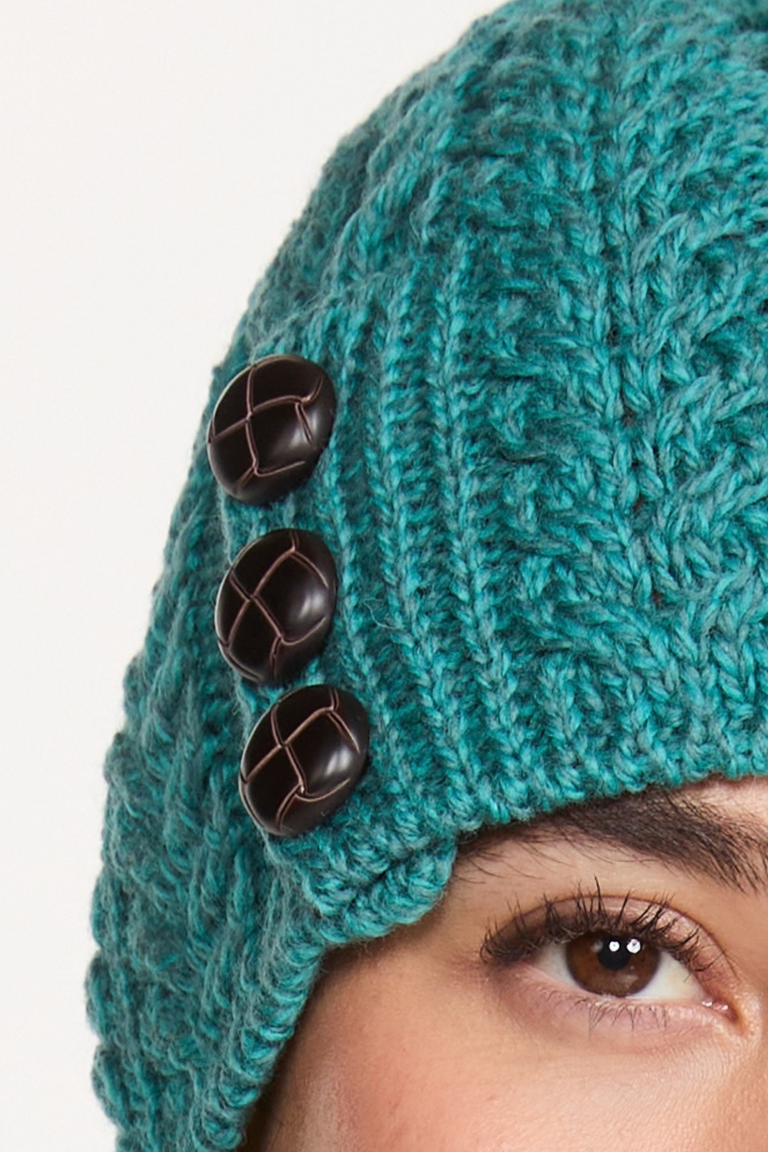 Cong Aran Merino Hat with Pom Pom - Teal