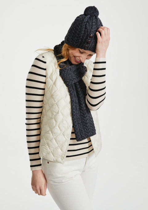 Hat & Scarf, merino wool, made in Ireland, knitwear,aran hat, ladies hat, Ireland, pom pom, gift