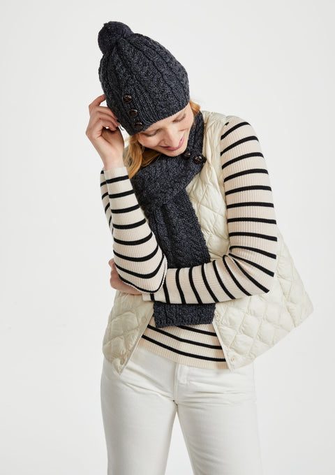 Merino wool, Hat & Scarf, wool hats, Arran knitwear, knitwear ,gift, Ireland, Pom Pom