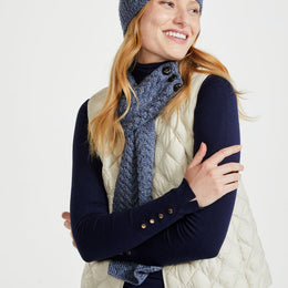 Cong Aran Merino Hat with Pom Pom - Denim