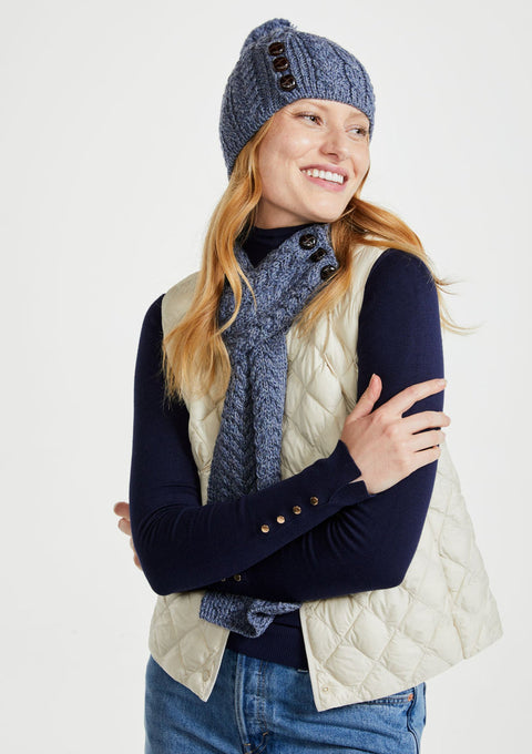 Hat & Scarf, merino wool, made in Ireland, knitwear,aran hat, ladies hat, Ireland, pom pom, gift