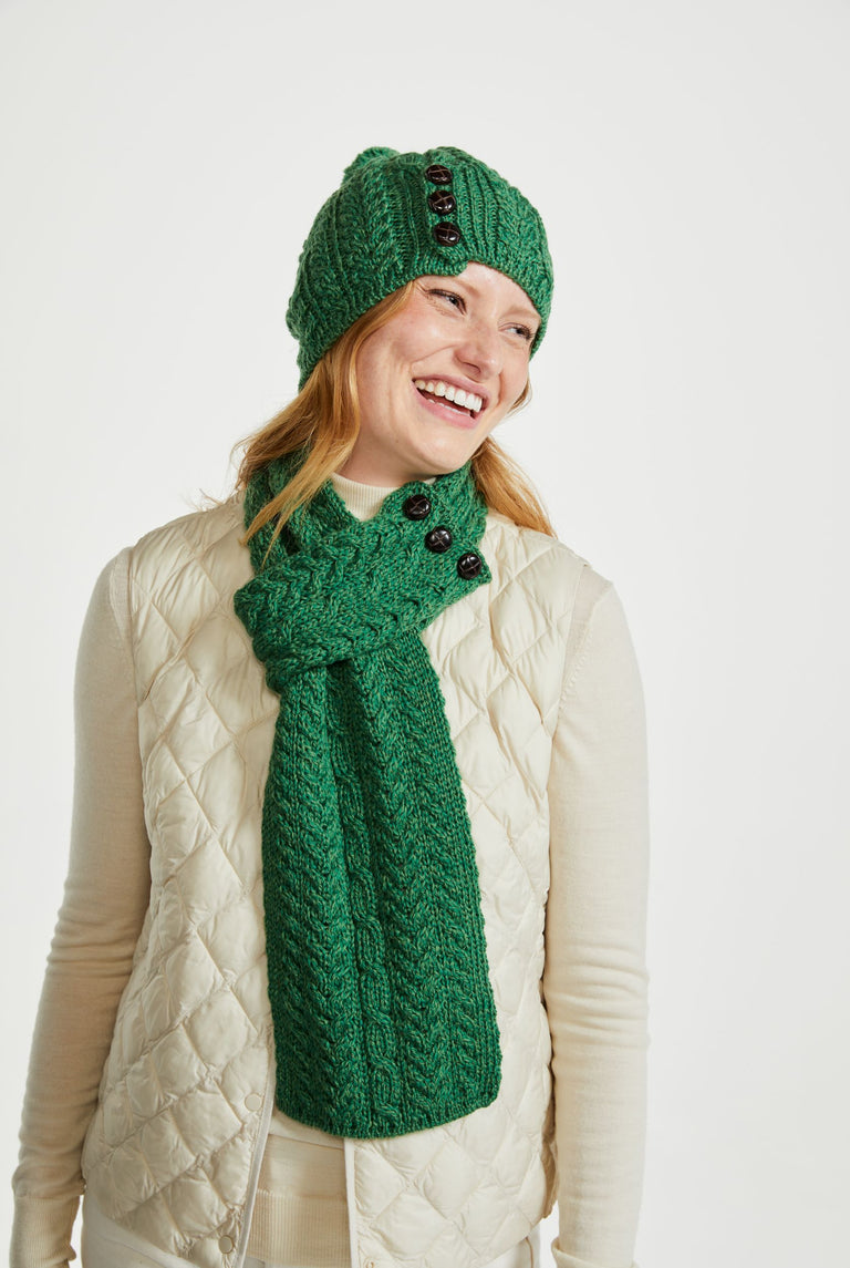 Cong Aran Hat with Pom Pom - Green