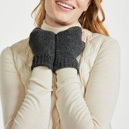 Kilmeena Aran Fingerless Mittens - Grey