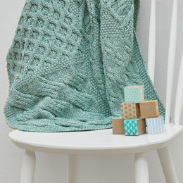 Glora Aran Patchwork Cot Throw - Mint Green