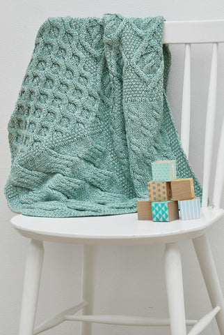 Glora Aran Patchwork Cot Throw - Teal