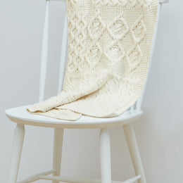 Glora Aran Patchwork Cot Throw - Cream