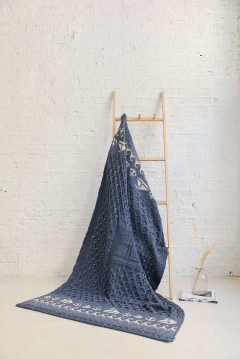 Farraige Aran Throw - Denim