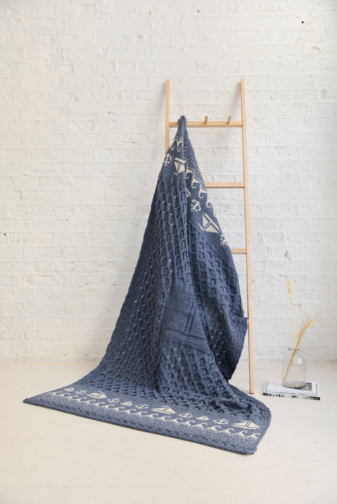 Farraige Aran Throw - Denim