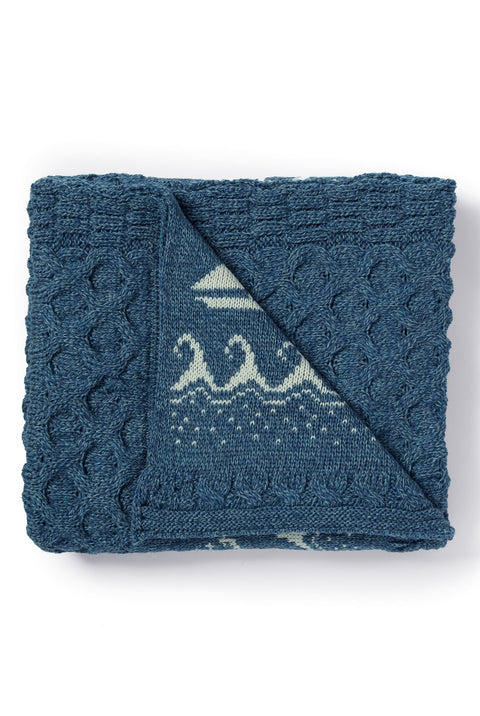 Farraige Aran Throw - Denim