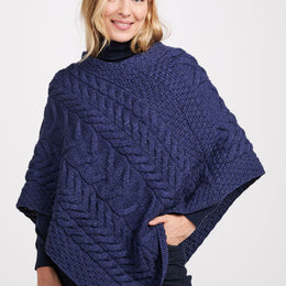 Poncho Aran pour Femme Aasleagh Falls - Marine