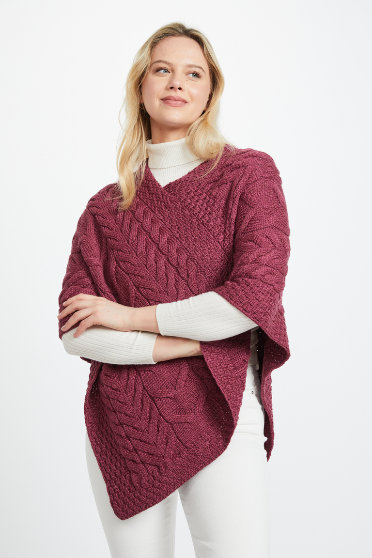 Aasleagh Falls Ladies Aran Poncho - Jam