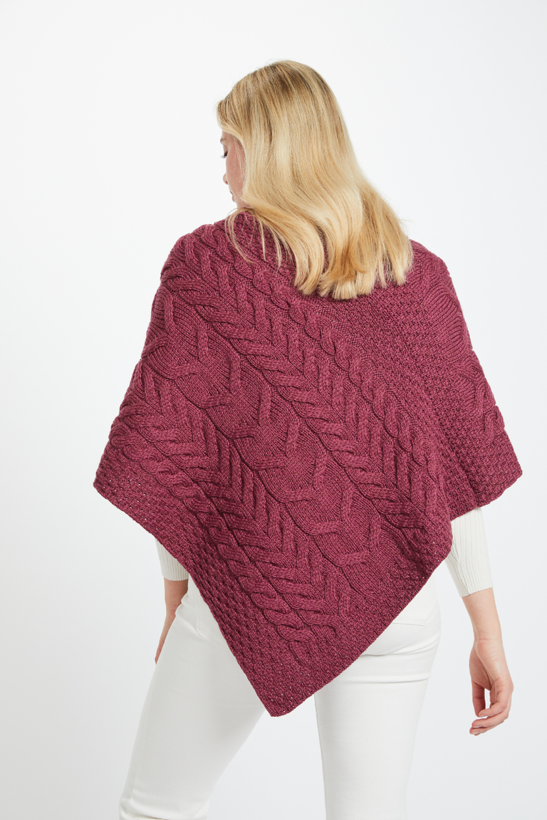Aasleagh Falls Ladies Aran Poncho - Jam