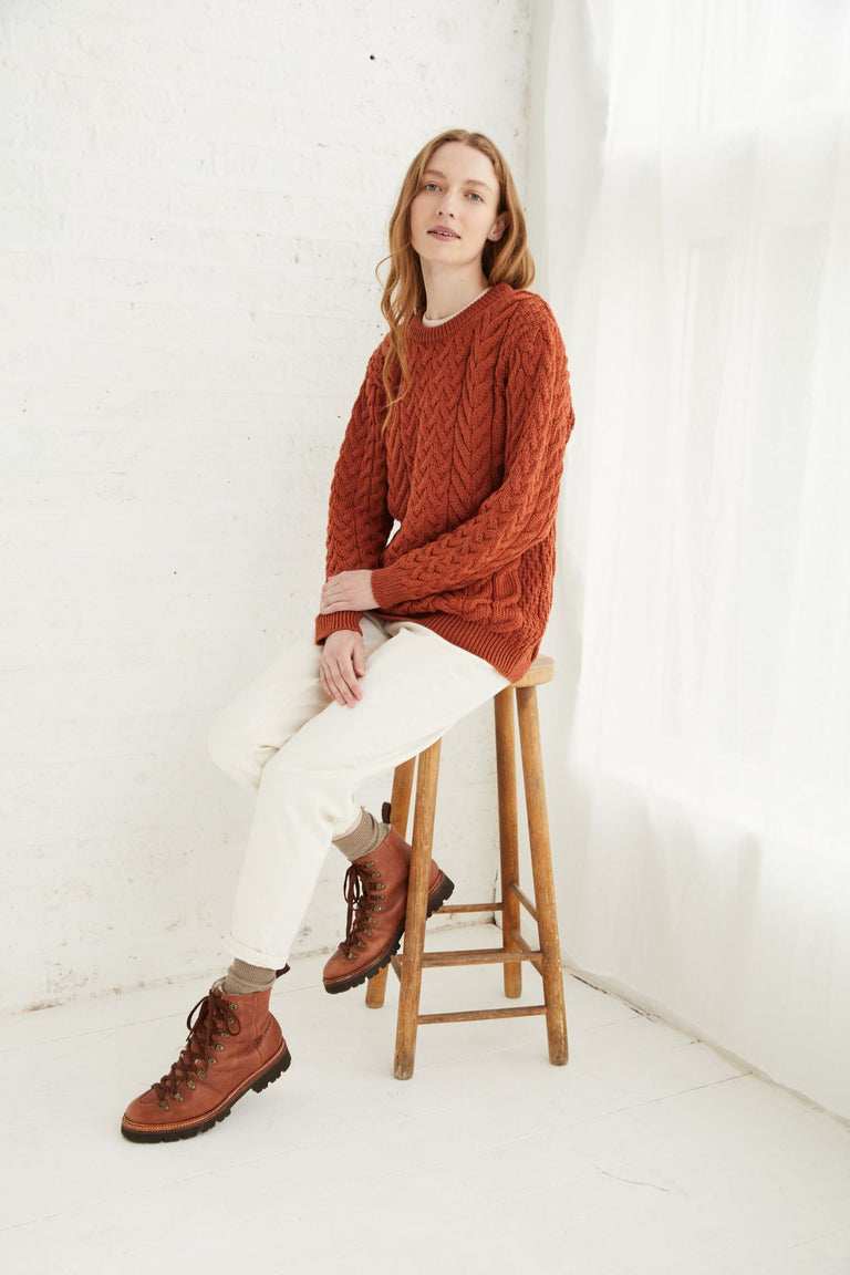 Pull ras du cou Omey pour femme Aran - Rose