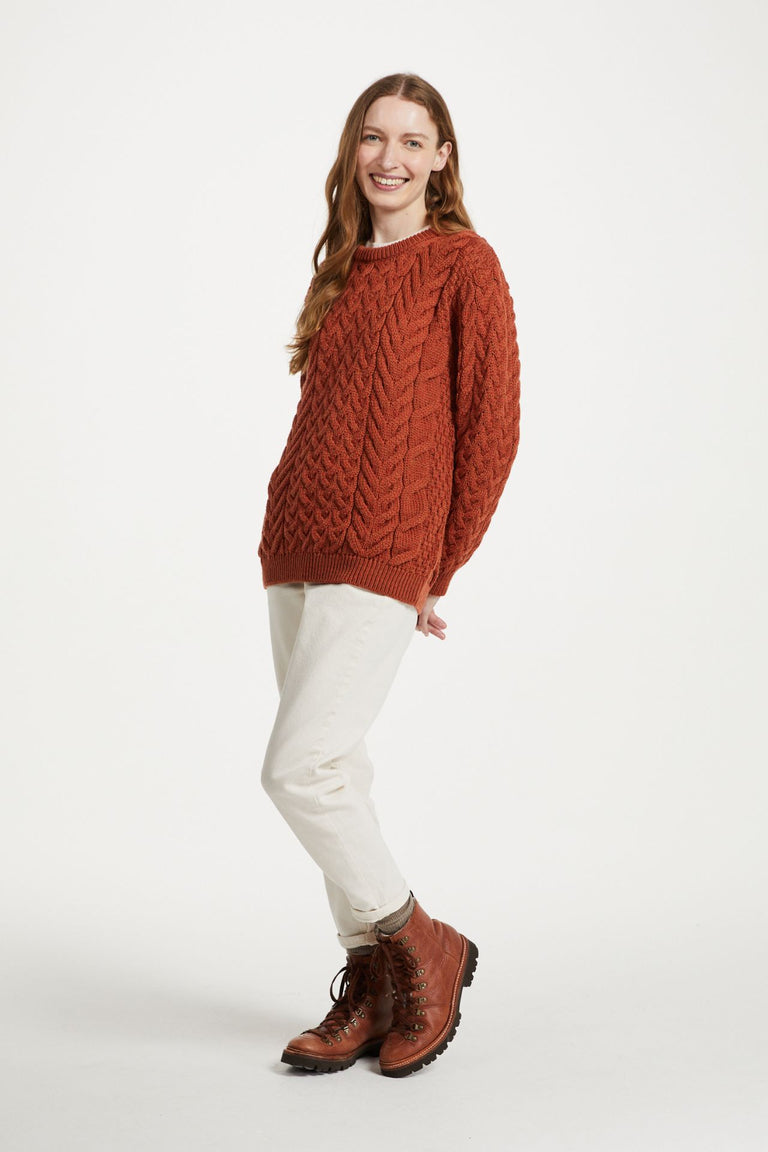 Pull ras du cou Omey pour femme Aran - Rose