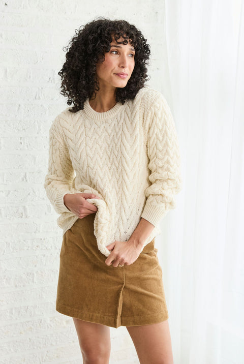 Pull ras du cou Omey pour femme Aran - Crème