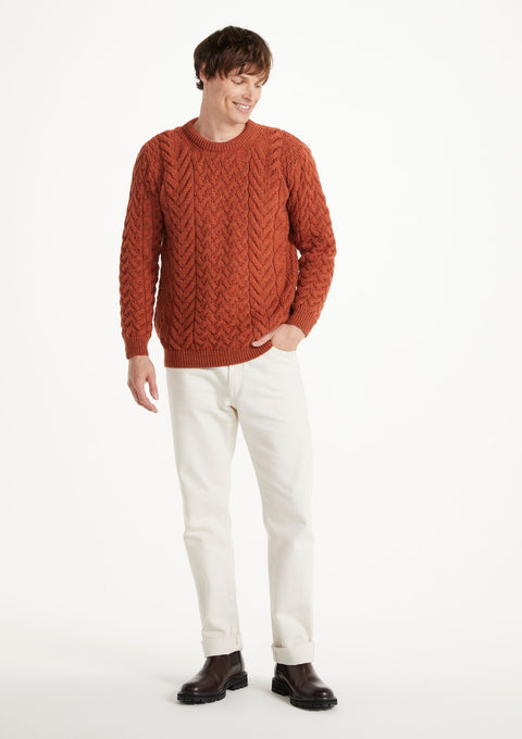 Pull ras du cou Aran pour homme Omey - Rouge Rua