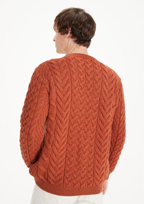 Pull ras du cou Aran pour homme Omey - Rouge Rua