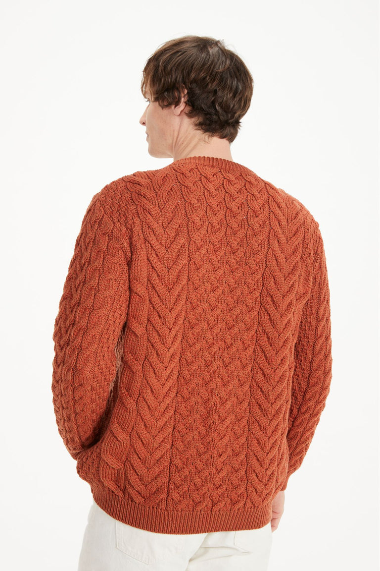 Pull ras du cou Aran pour homme Omey - Rouge Rua