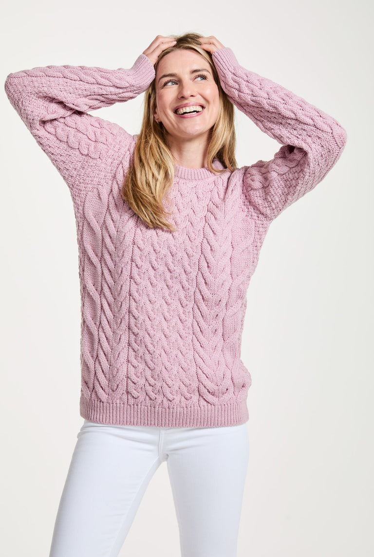 Pull ras du cou Omey pour femme Aran - Rose