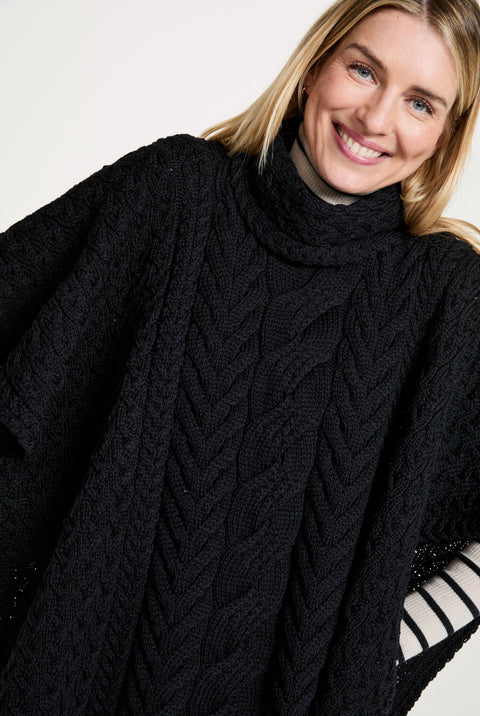 Poncho Torc Femme Aran - Noir