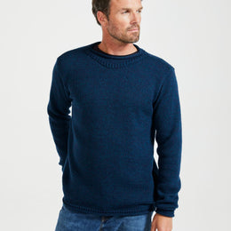 Pull col roulé Moycullen en laine mérinos pour homme – Bleu Atlantique