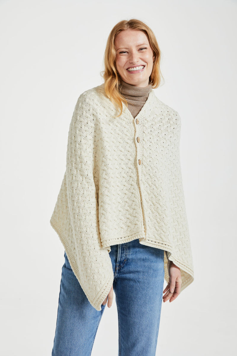 Made in Ireland, poncho, knitwear, aran cape, wool cape, merino wool,  cape, Ireland