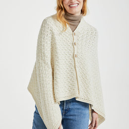 Glenbeigh Aran Cape - Cream