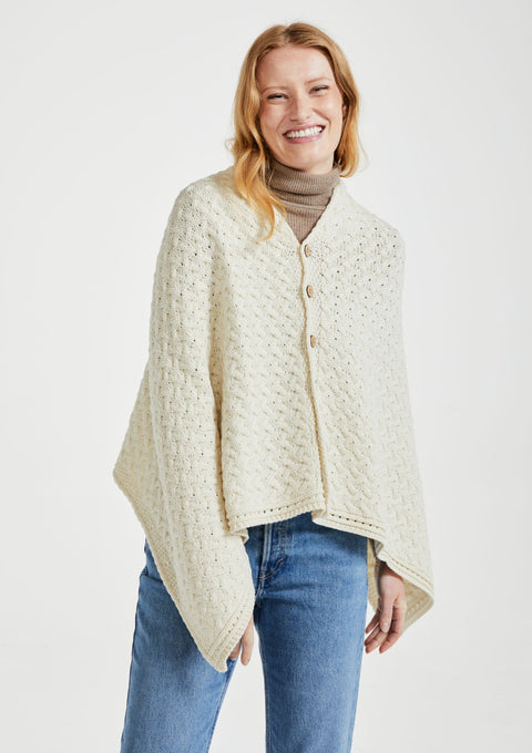Made in Ireland, poncho, knitwear, aran cape, wool cape, merino wool,  cape, Ireland