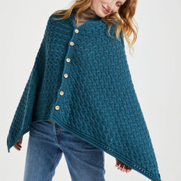Glenbeigh Aran Cape - Teal
