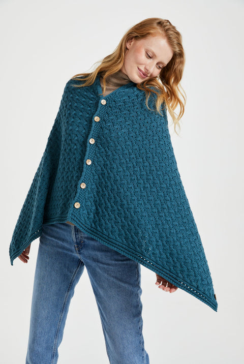 Glenbeigh Aran Cape - Teal