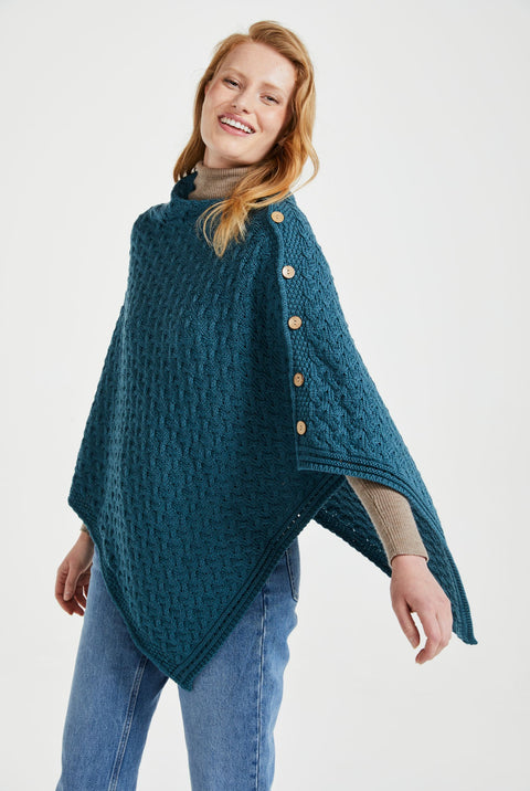 Glenbeigh Aran Cape - Teal