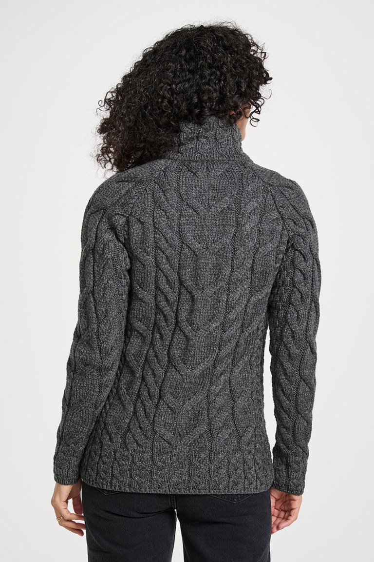 Ríona Ladies Supersoft Merino Relaxed Aran Cardigan - Slate Grey