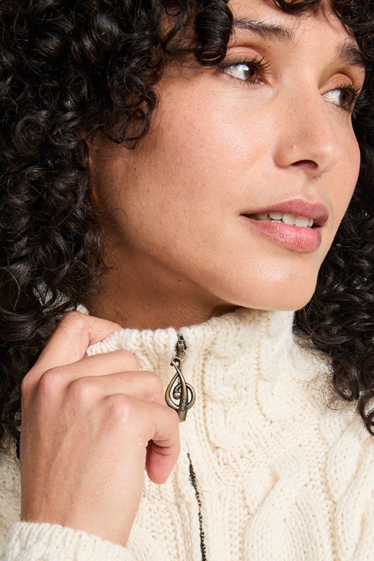 Ríona Ladies Supersoft Merino Relaxed Aran Cardigan - Cream