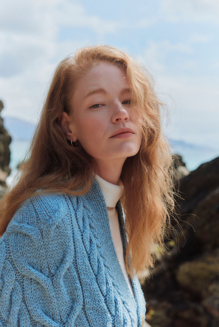 Knocknarea Ladies Wrap Merino Cardigan - Blue