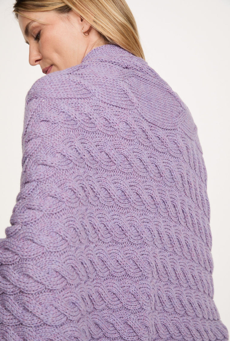 Knocknarea Ladies Wrap Merino Cardigan - Lavendar