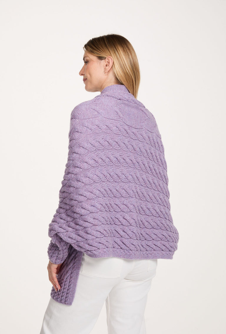 Knocknarea Ladies Wrap Merino Cardigan - Lavendar