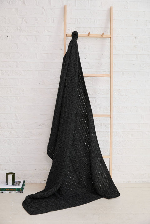 Bertra Aran Classic Wool Blanket -  Charcoal