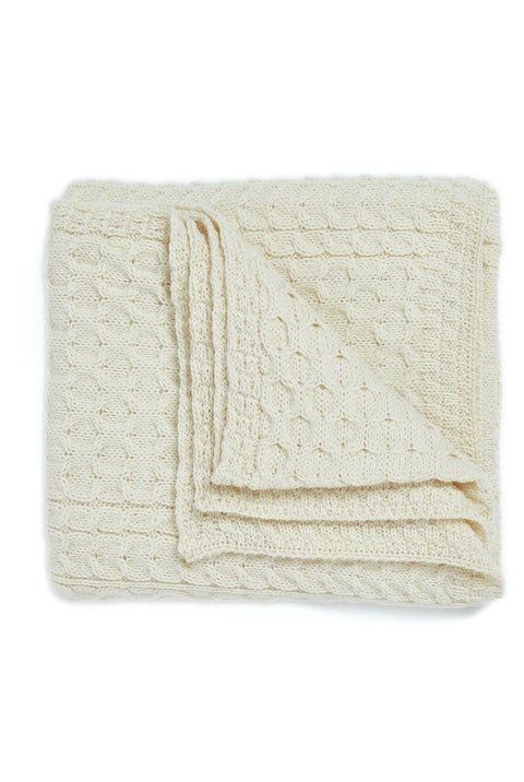 Bertra Aran Classic Wool Blanket - Cream