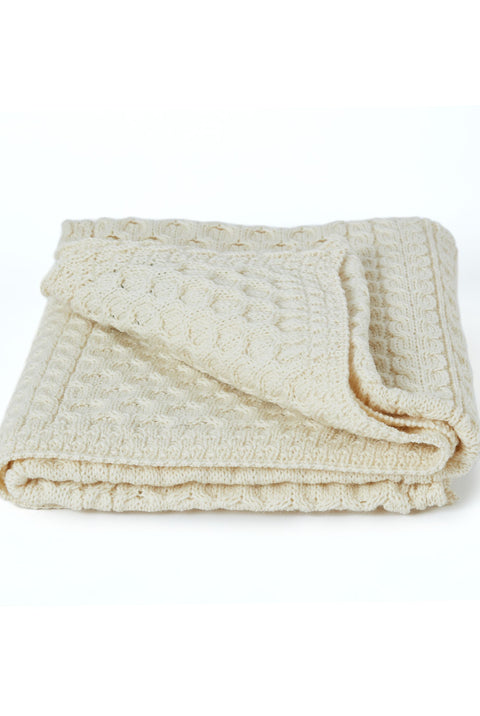 Bertra Aran Classic Wool Blanket - Cream