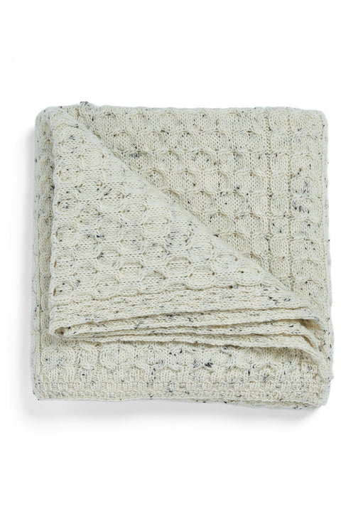 Bertra Aran Classic Wool Blanket -  Flecked Cream