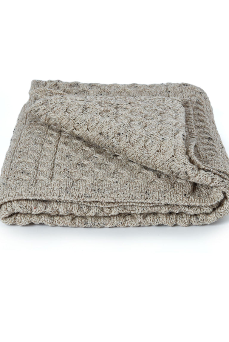 Bertra Aran Classic Wool Blanket -  Flecked Oat