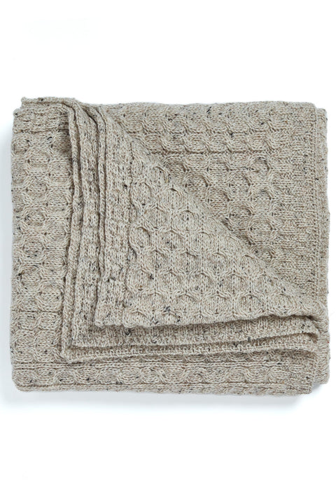 Bertra Aran Classic Wool Blanket -  Flecked Oat