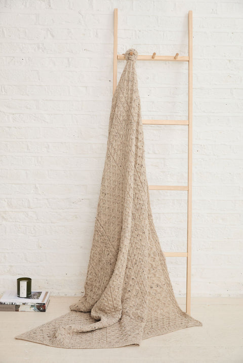 Bertra Aran Classic Wool Blanket -  Flecked Oat