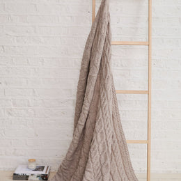 Silver Strand Supersoft Merino Aran Cable Throw -  Oat